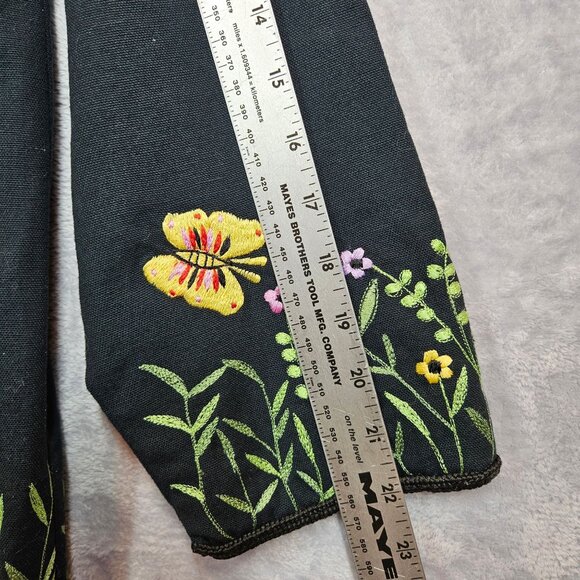 The Quaker Factory Embroidered Jacket Womens L Flwoers Butterflies floral retro - Picture 8 of 12